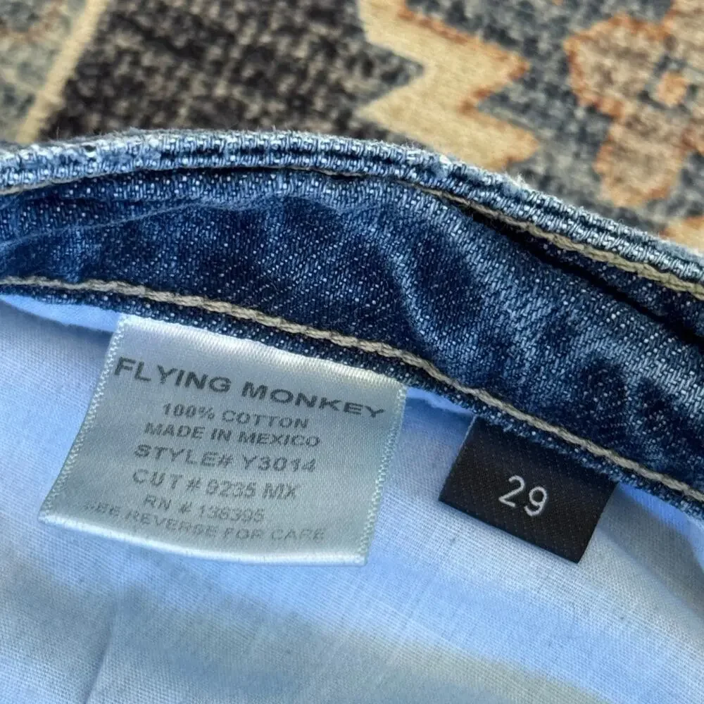 Flying Monkey Wide Leg High-Rise Button Fly Raw Hem Jeans Women’s Size 29